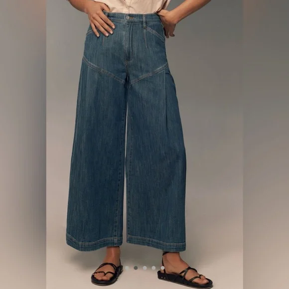 Anthropologie Pilcro Seamed Flounce high rise wide leg jeans - Picture 4 of 12